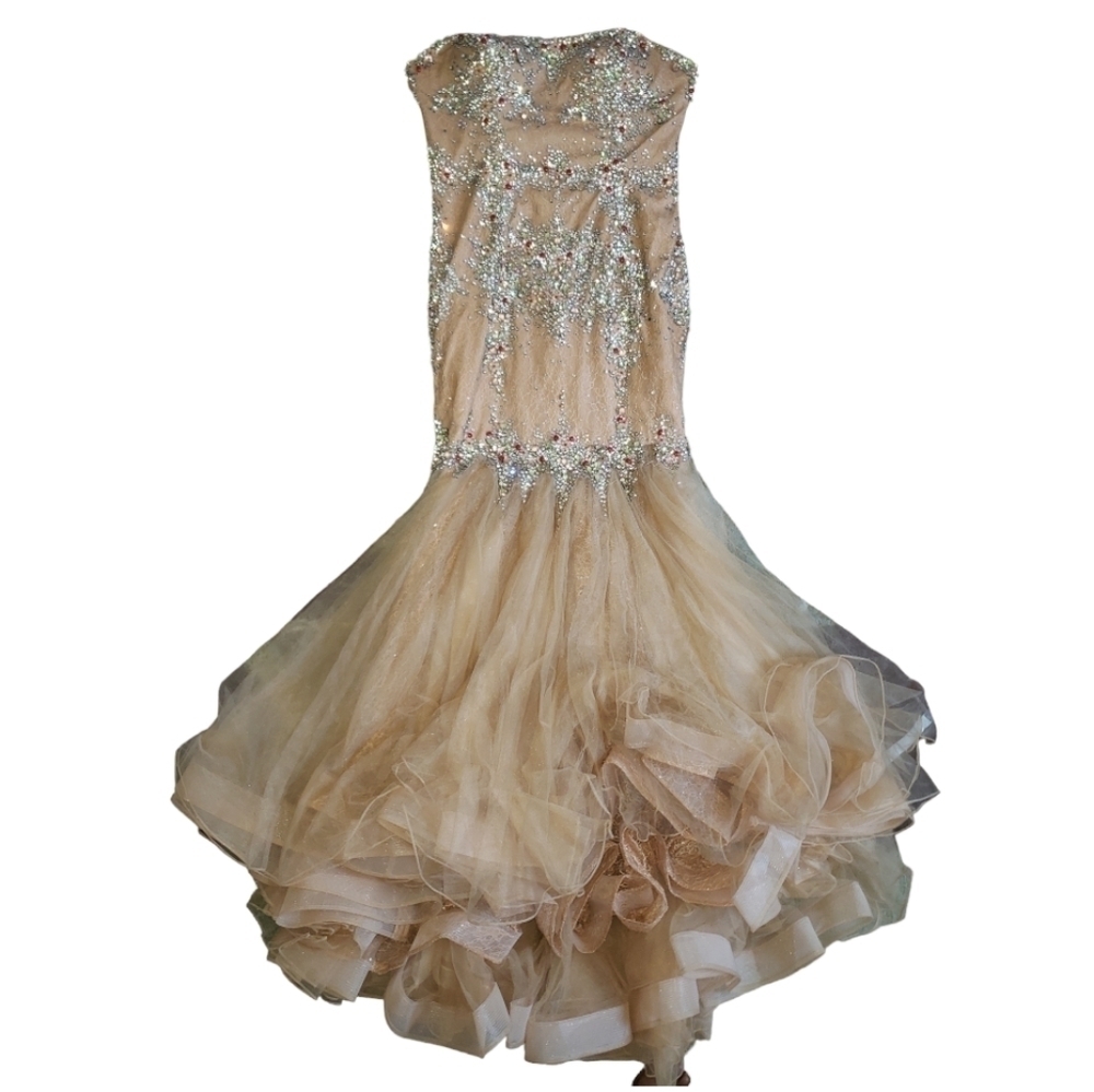 Jasz Couture Heavy Rhinestones Mermaid Dress Size 14